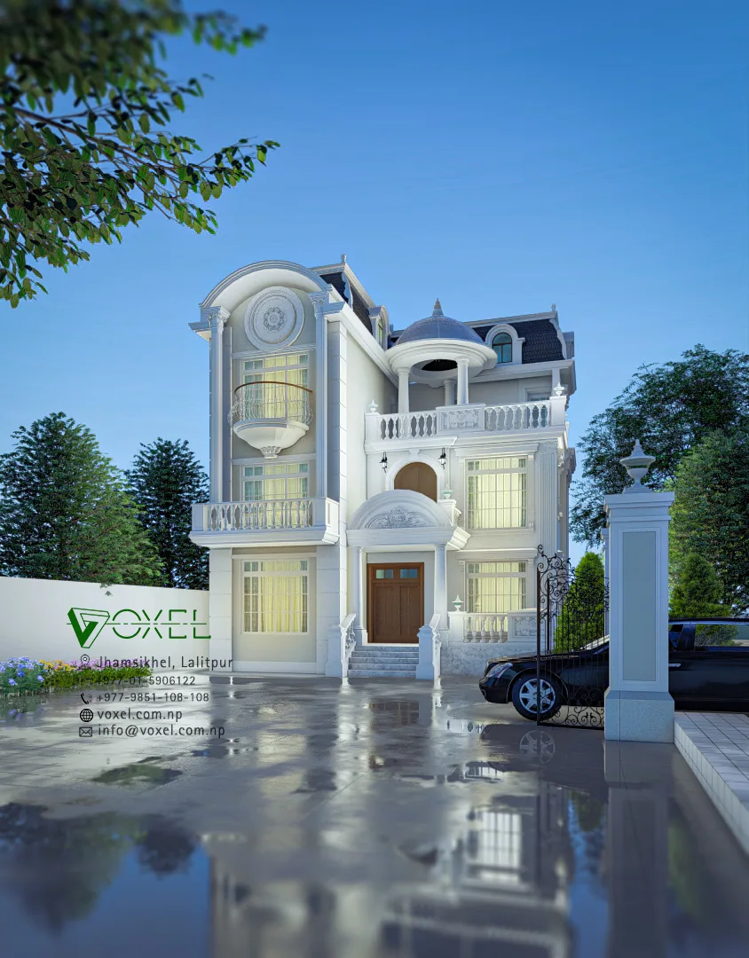 Bungalow House Design and under Construction at Tokha, Kathmandu.